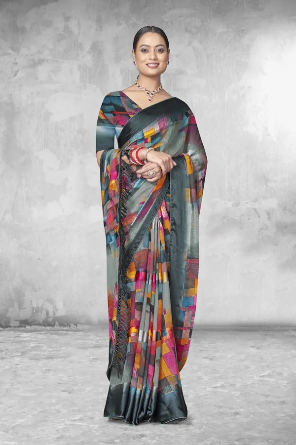 Multicolor_Geometric_Print_Saree_With_Teal_Border