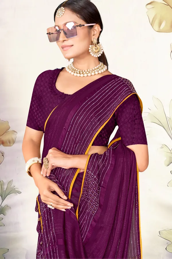 Purple_Embroidered_Silk_Saree_With_Golden_Border