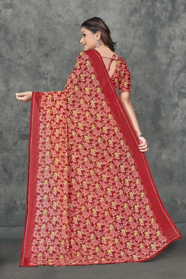 Red_Floral_Embroidered_Georgette_Saree_With_Border