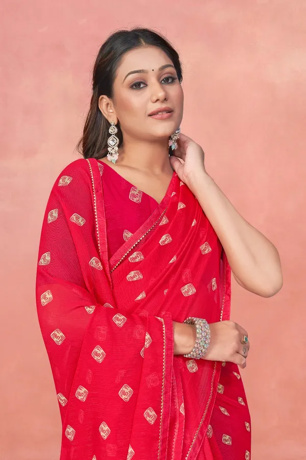Red_Embroidered_Saree_With_Gold_Motifs_And_Matching_Blouse