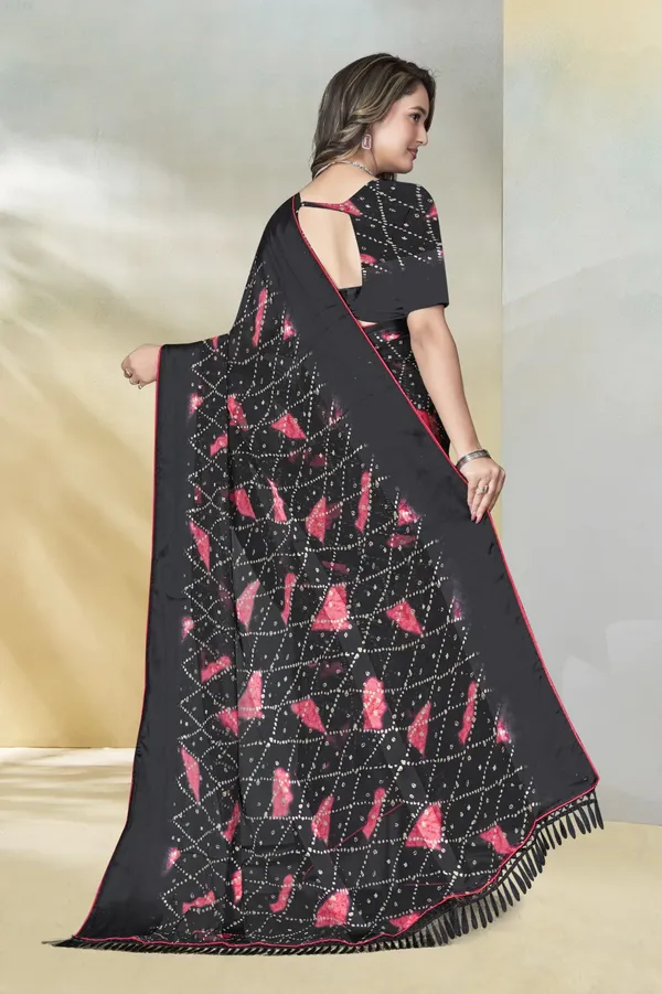 Black_Ruffle_Saree_With_Pink_Floral_Print_And_Sequin_Embellishments