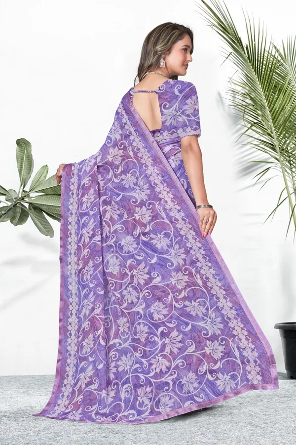 Purple_Floral_Embroidered_Net_Saree_With_Blouse