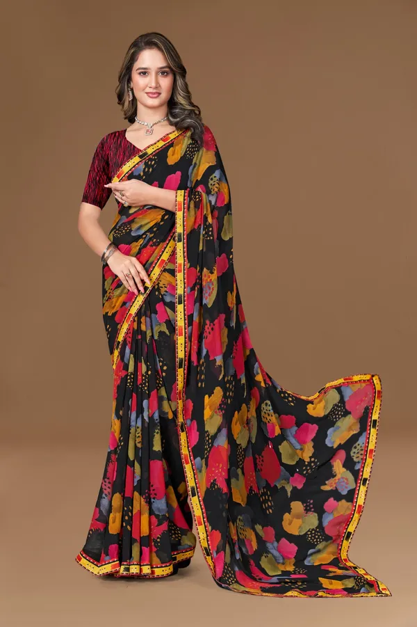 Floral_Print_Georgette_Saree_With_Border