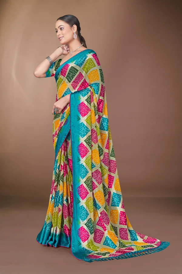 Vibrant_Multi_Color_Bandhani_Print_Saree_With_Turquoise_Border