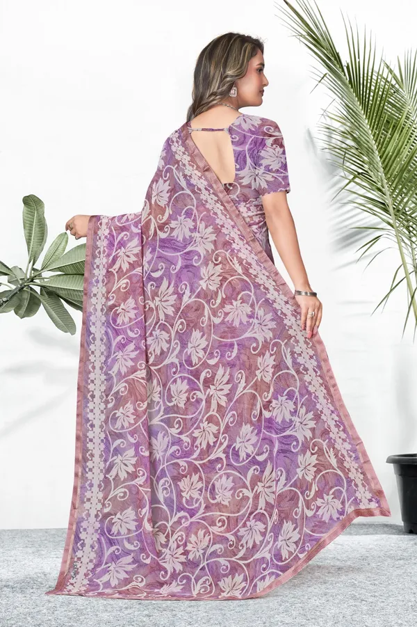 Purple_Floral_Embroidered_Georgette_Saree_With_Border