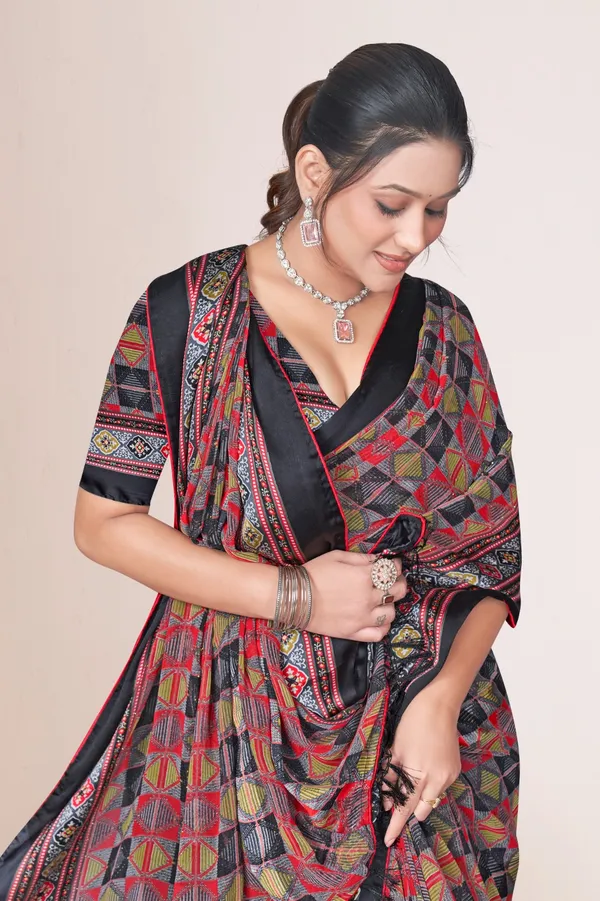 Multi_Color_Geometric_Print_Saree_With_Black_Border