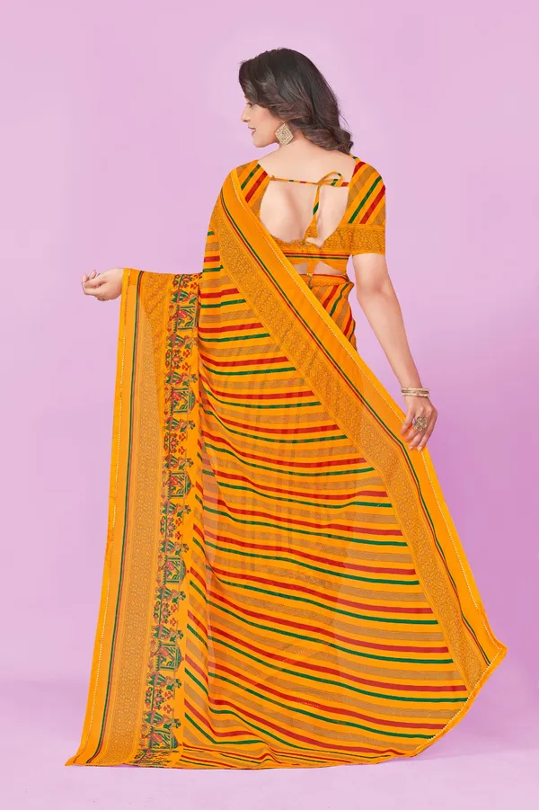 Traditional_Orange_Striped_Saree_With_Printed_Border