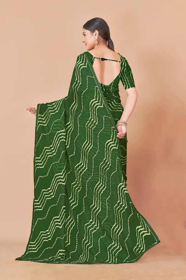 Women_Green_Bandhani_Print_Saree_With_Blouse