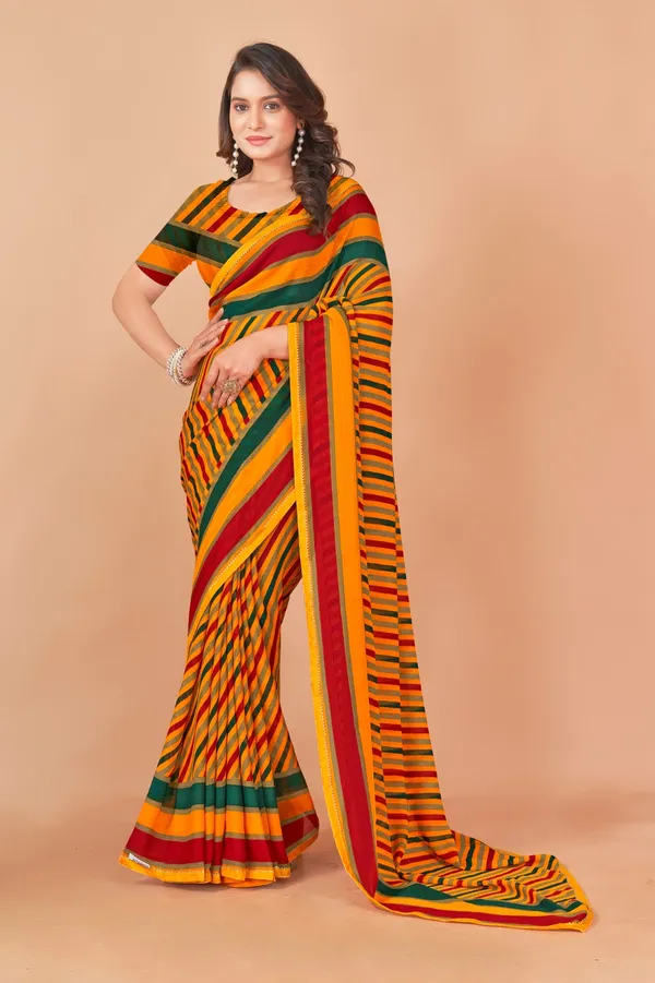 Vibrant_Multi_Color_Striped_Saree_With_Blouse_Piece