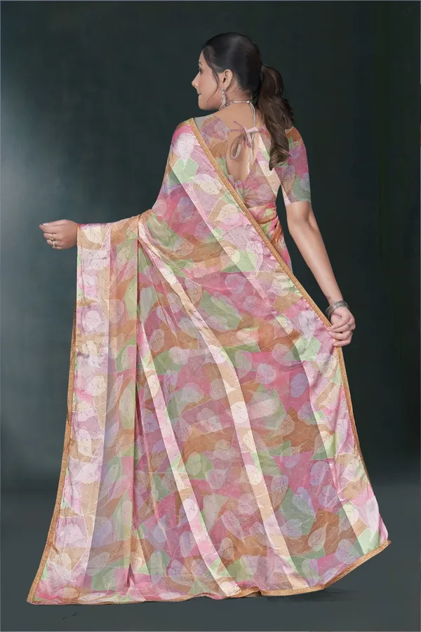 Multicolor_Floral_Print_Saree_With_Blouse