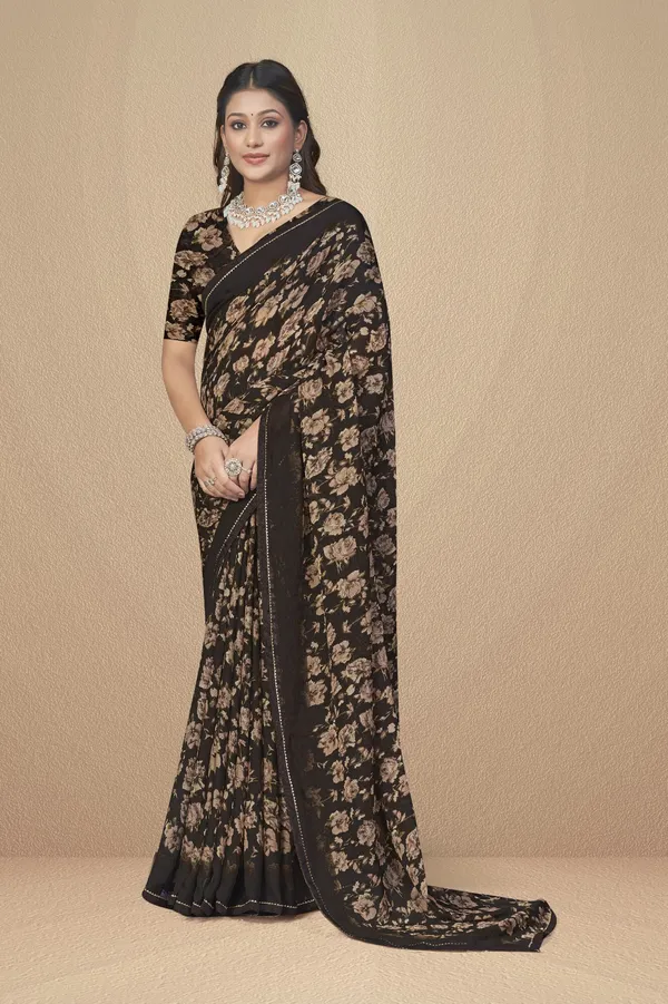 Black_Floral_Print_Saree_With_Blouse