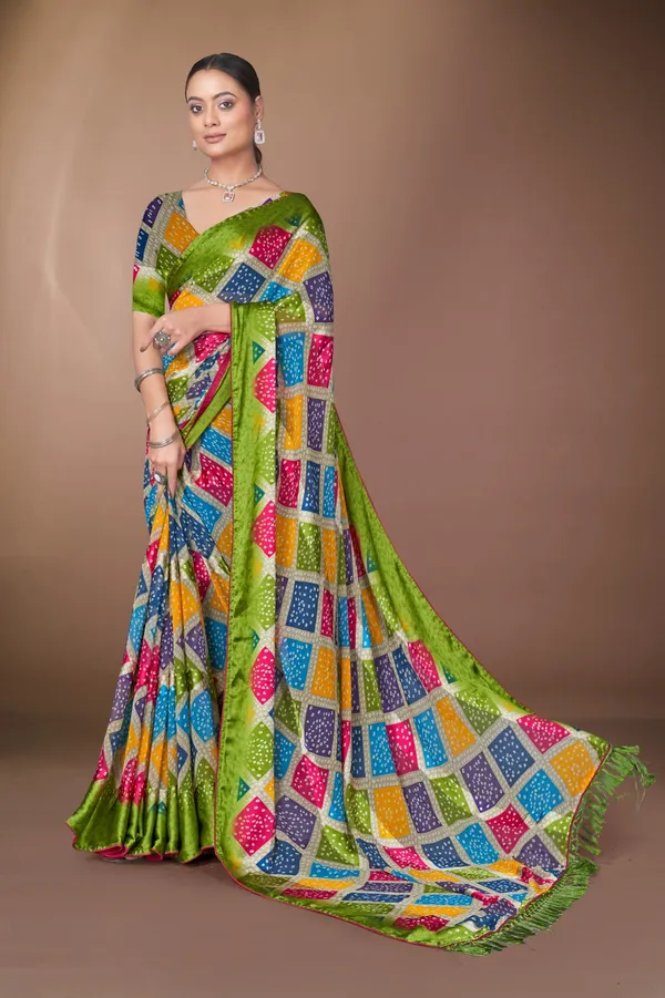 Vibrant_Multicolor_Bandhani_Silk_Saree_With_Zari_Border