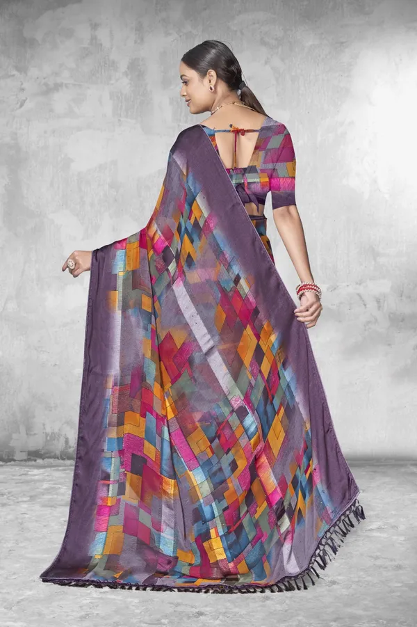 Multicolor_Geometric_Checkered_Print_Silk_Saree_With_Contrast_Border