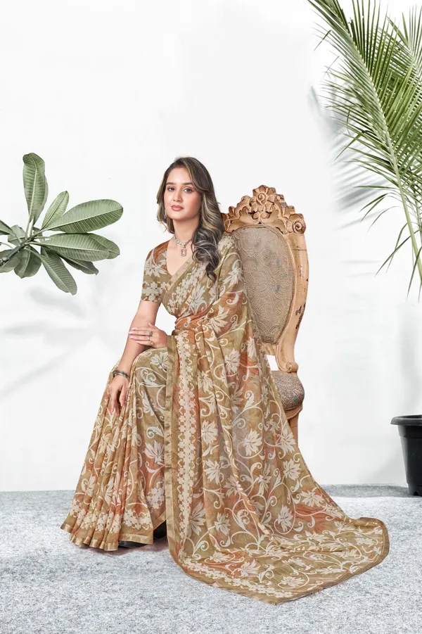 Elegant_Floral_Print_Saree_In_Beige_And_Gold_Tones