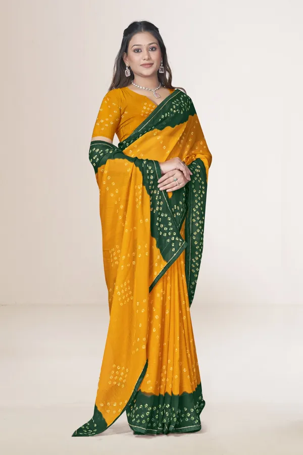 Mustard_Yellow_And_Green_Bandhani_Saree_With_Traditional_Tie_Dye_Pattern