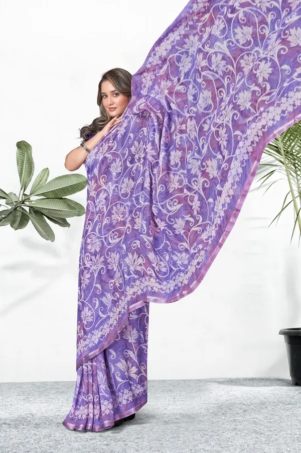 Purple_Floral_Embroidered_Net_Saree_With_Blouse