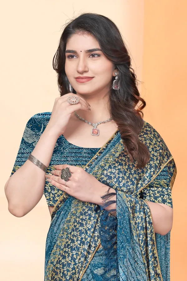 Blue_Printed_Georgette_Saree_With_Floral_Motifs_And_Border