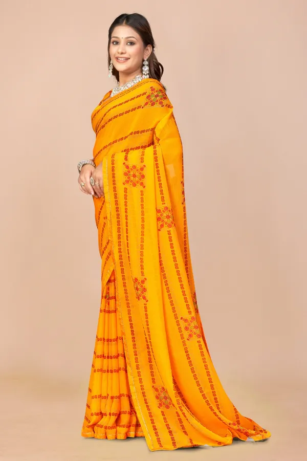 Traditional_Yellow_Bandhani_Print_Saree_With_Red_Embroidery
