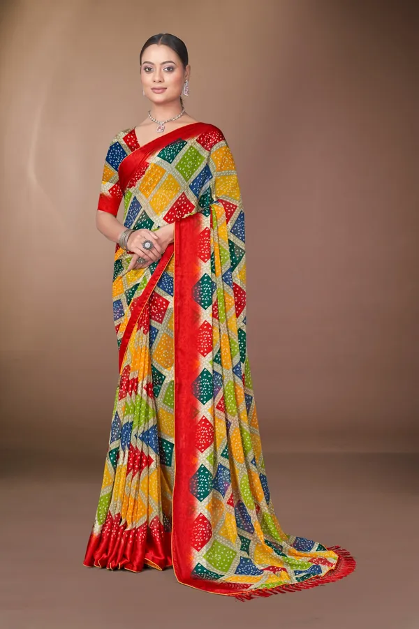 Multicolor_Bandhani_Silk_Saree_With_Red_Border