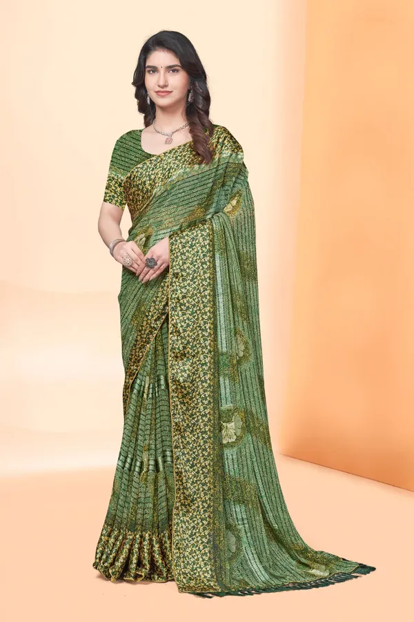 Green_Sequin_Work_Saree_With_Blouse_Piece