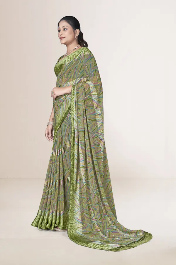 Green_Printed_Saree_With_Satin_Border