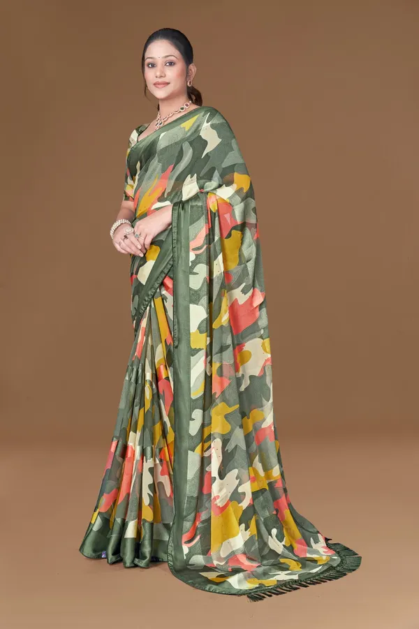 Multicolor_Camouflage_Print_Saree_With_Green_Border