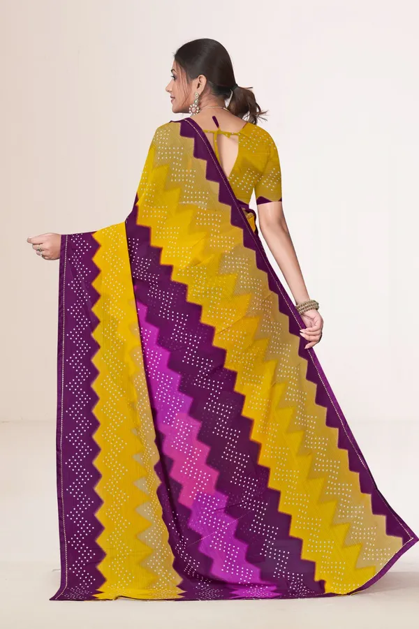 Yellow_And_Purple_Bandhani_Tie_Dye_Saree_With_Border