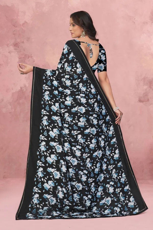 Black_Floral_Print_Ruffle_Saree_With_Blouse