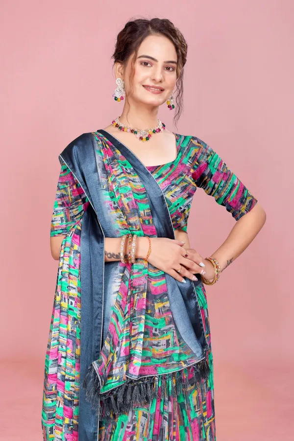Multicolor_Abstract_Print_Saree_With_Blue_Satin_Border