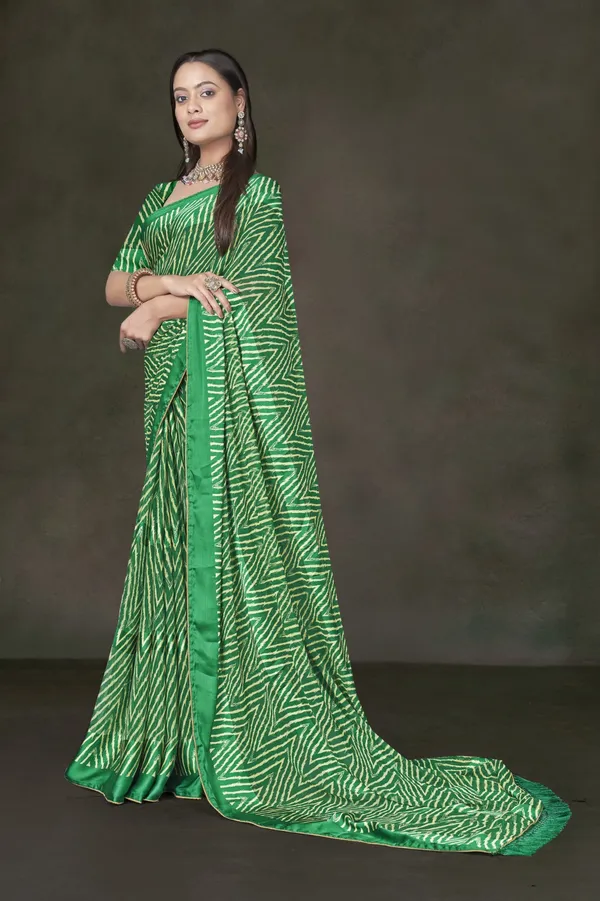 Green_Leheriya_Bandhani_Print_Saree_With_Satin_Border