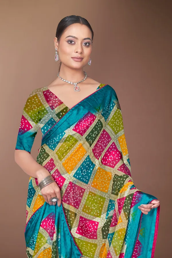 Vibrant_Multi_Color_Bandhani_Print_Saree_With_Turquoise_Border