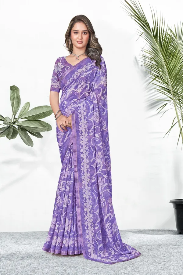 Purple_Floral_Embroidered_Net_Saree_With_Blouse