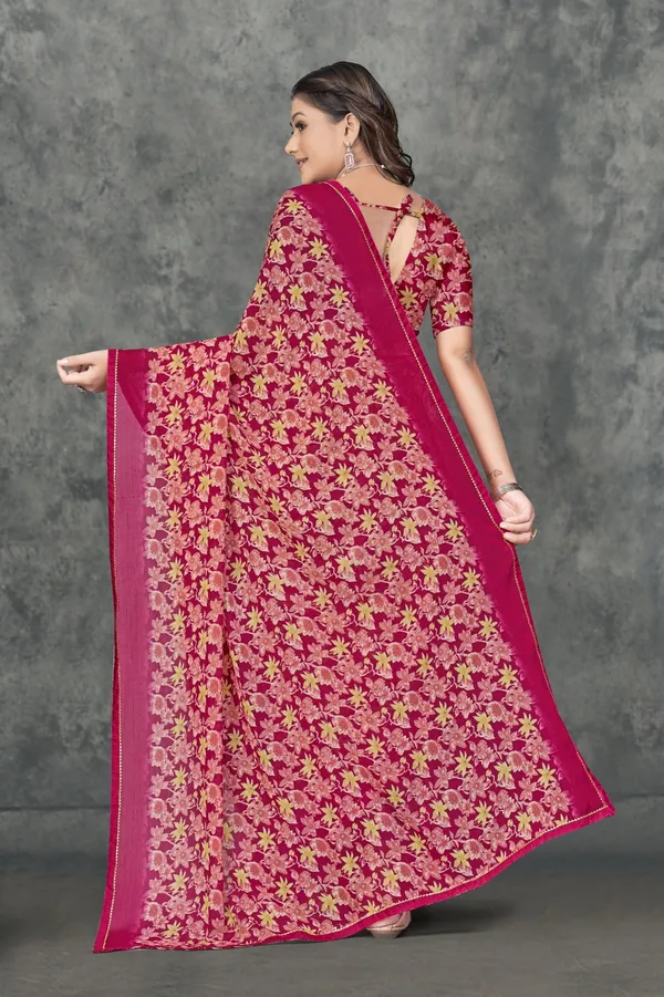 Pink_Floral_Printed_Georgette_Saree_With_Blouse_Piece