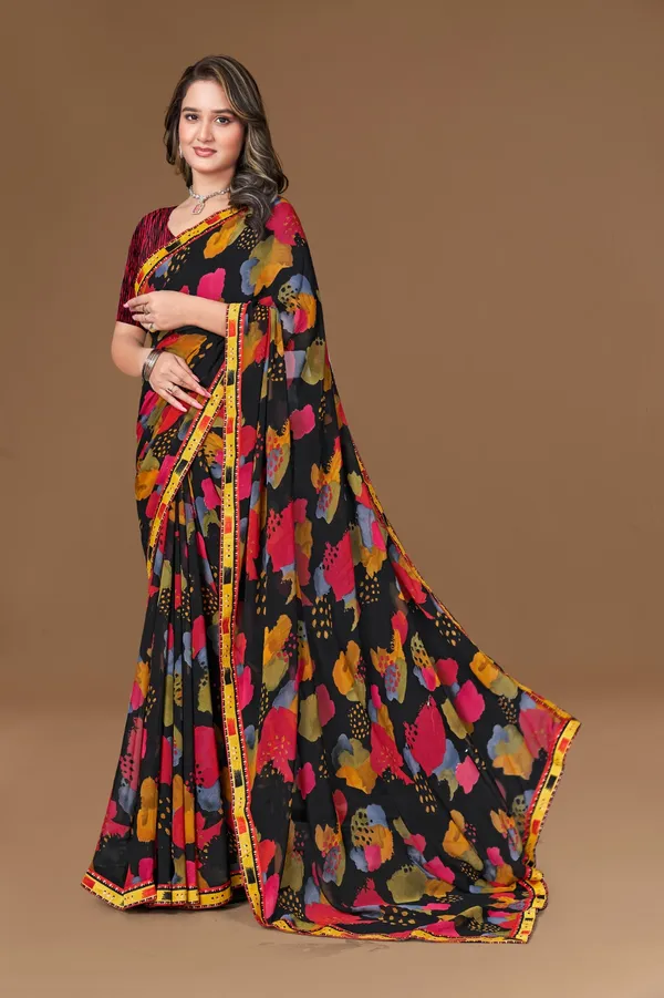 Floral_Print_Georgette_Saree_With_Border
