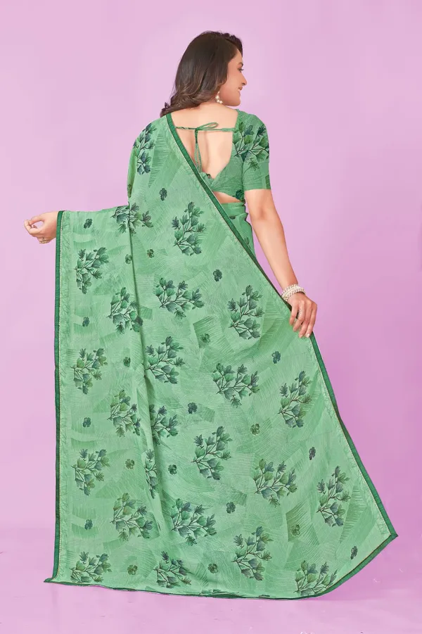 Green_Floral_Printed_Saree_With_Blouse