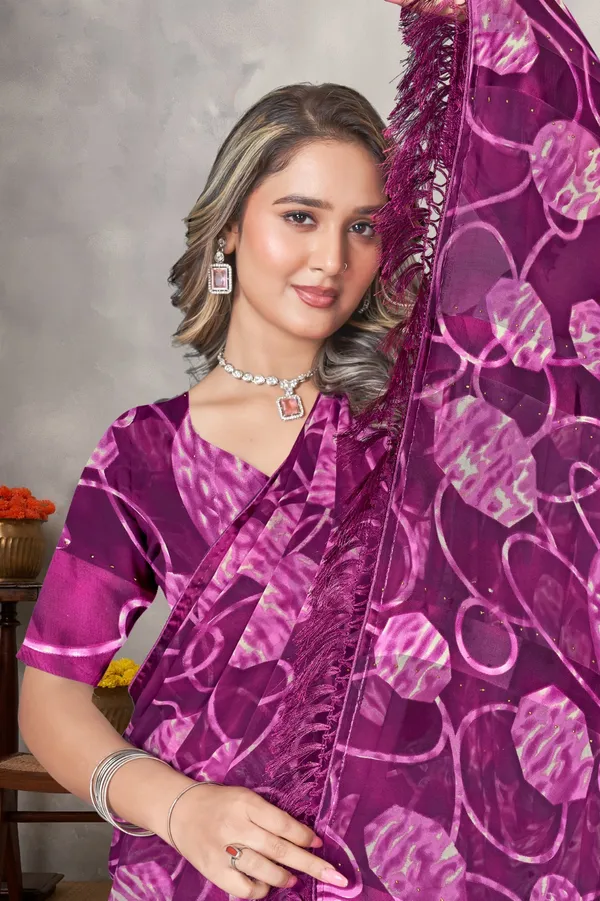 Purple_Floral_Print_Satin_Saree_With_Blouse