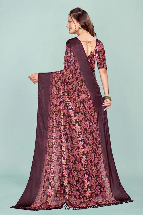 Elegant_Floral_Print_Saree_With_Matching_Blouse