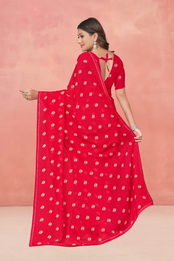 Red_Embroidered_Saree_With_Gold_Motifs_And_Matching_Blouse