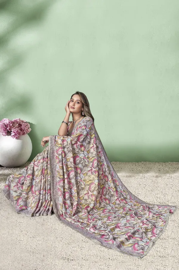 Floral_Print_Georgette_Saree_With_Blouse_Piece