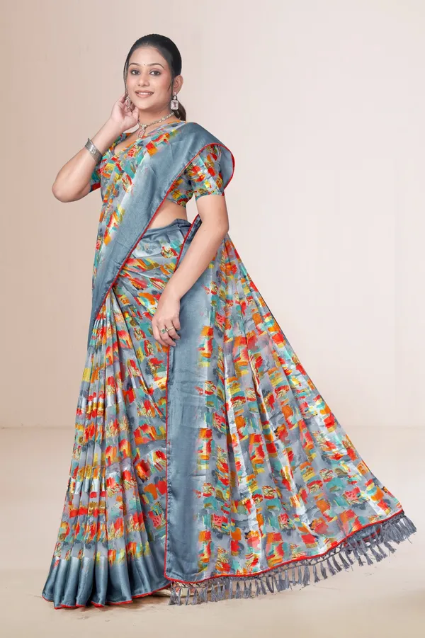 Women_Grey_Floral_Print_Silk_Saree_With_Contrast_Border