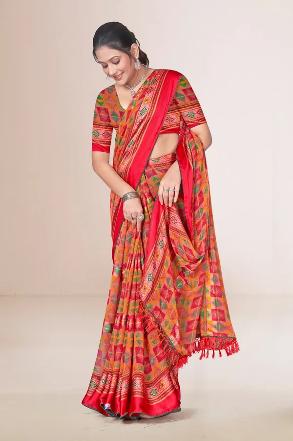 Multicolor_Geometric_Print_Patola_Silk_Saree_With_Red_Border_And_Tassels