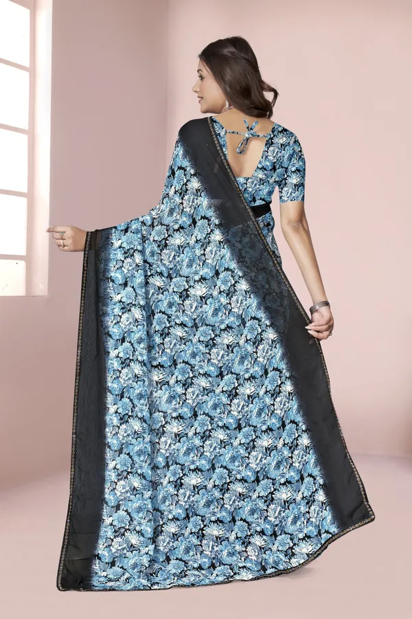 Blue_Floral_Print_Saree_With_Black_Border