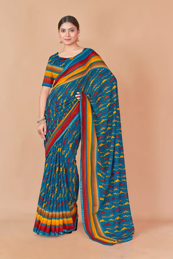 Multicolor_Striped_Saree_With_Zigzag_Pattern