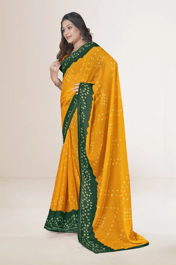 Mustard_Yellow_And_Green_Bandhani_Saree_With_Traditional_Tie_Dye_Pattern