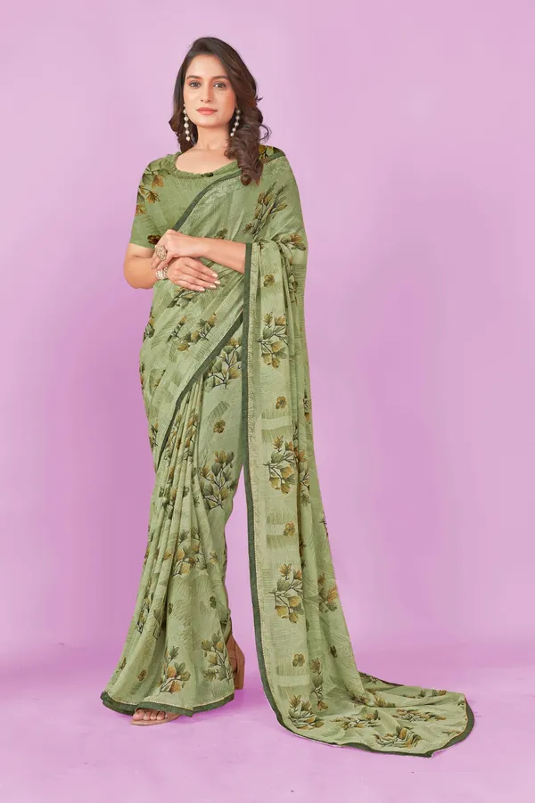 Green_Floral_Printed_Saree_With_Blouse