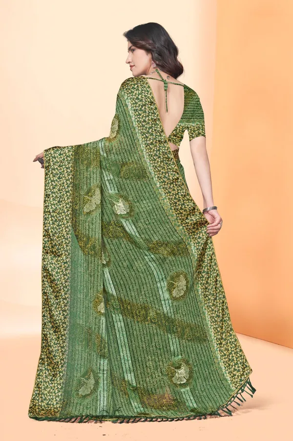 Green_Sequin_Work_Saree_With_Blouse_Piece