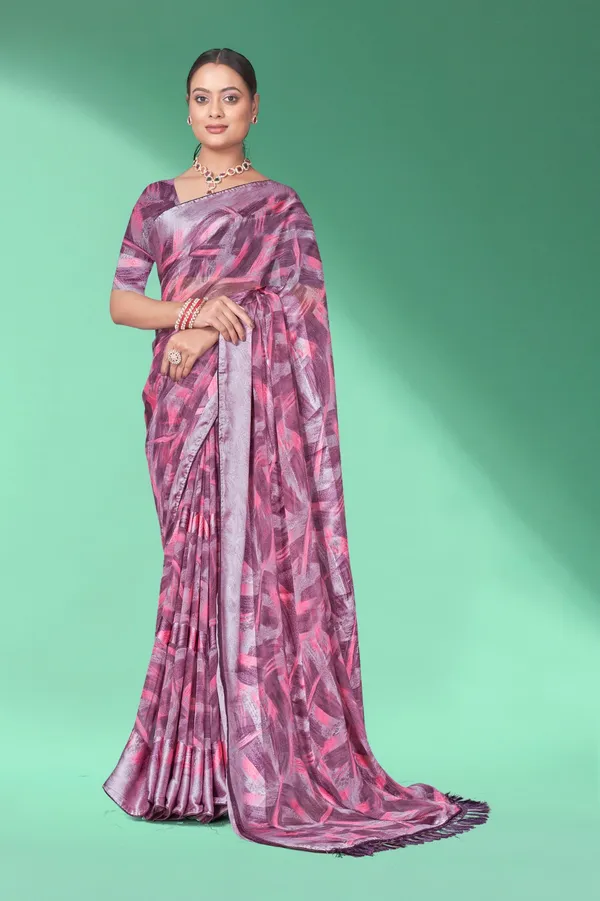 Pink_Abstract_Print_Georgette_Saree_With_Tasseled_Border