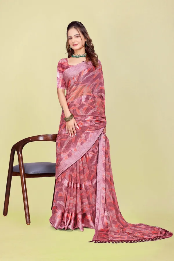 Pink_Abstract_Print_Saree_With_Tasseled_Border
