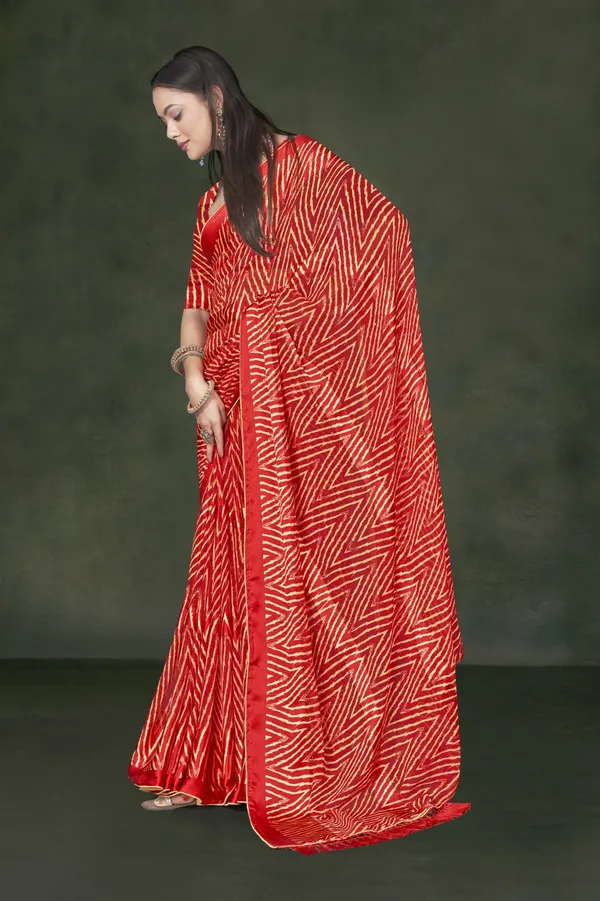 Red_And_Beige_Leheriya_Print_Georgette_Saree