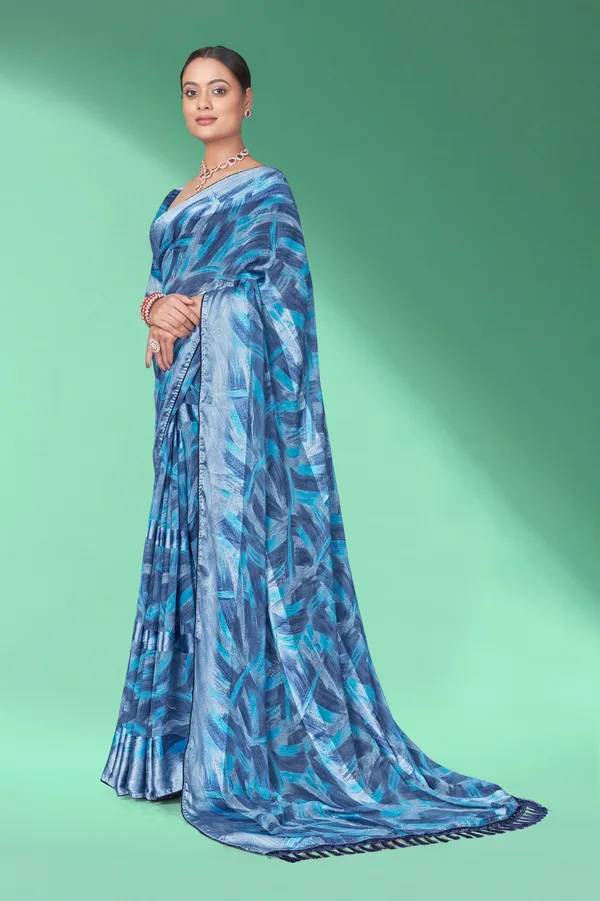 Blue_Abstract_Print_Saree_With_Matching_Blouse
